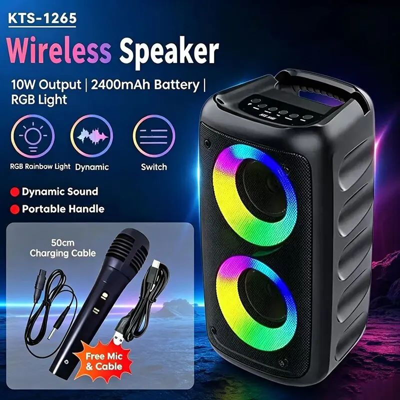 Wireless Karaoke Bluetooth Speaker Subwoofer Portable With Microphone Radio FM Lamp Machine Sound Box Music LED TWS Caixa De Som