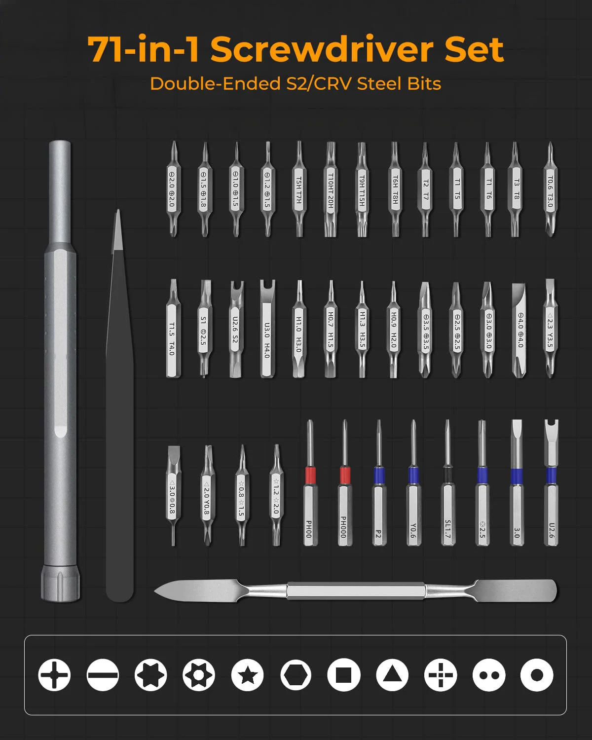 71 in 1 Precision Screwdriver Set Magnetic Dual-ended S2 steel Portable Professional Repair Mens Hand Tool Kit For HomePC iPhone