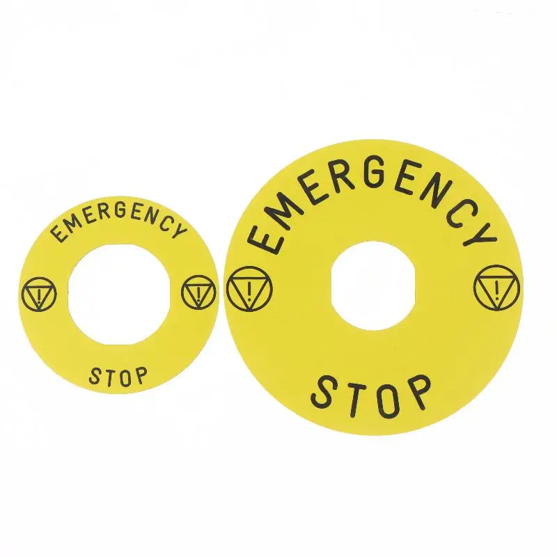 Emergency Stop Warning Stickers With Durable Waterproof High Visibility Yellow Finish Perfect For Industrial Machinery Workshop