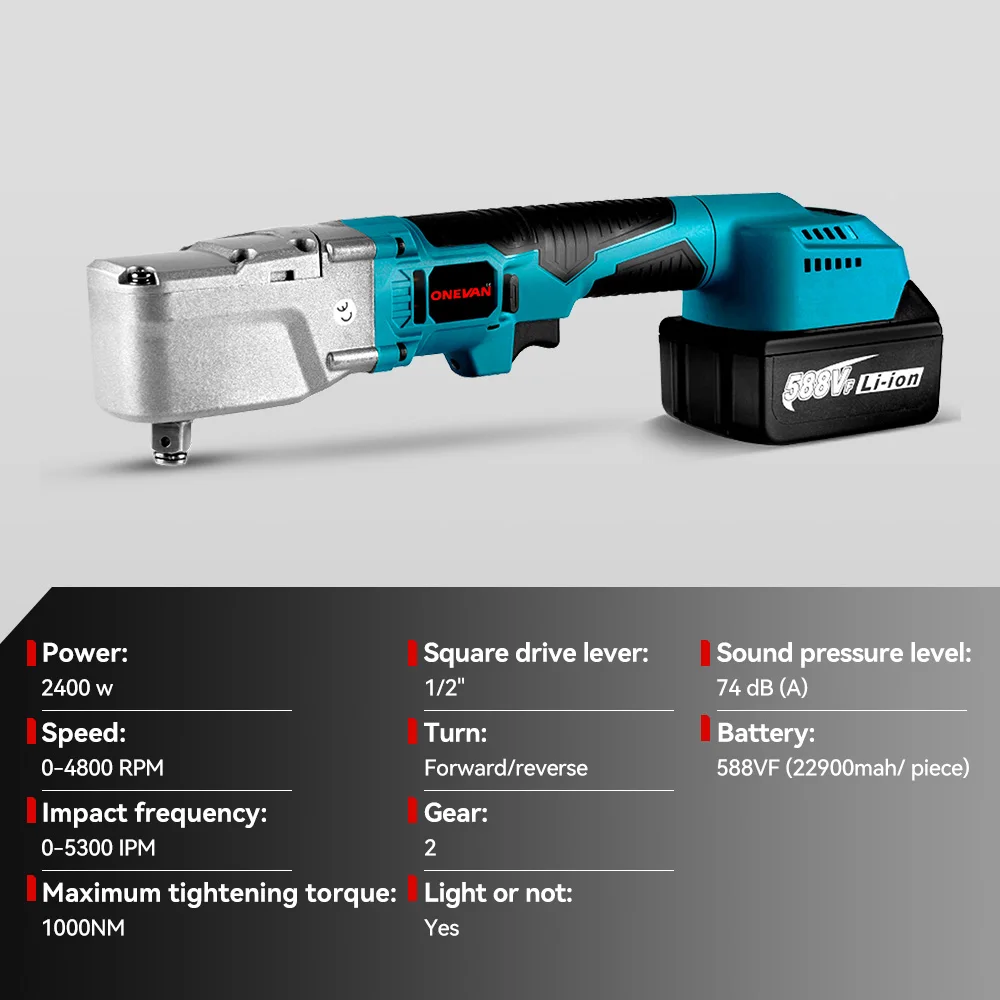 ONEVAN Brushless Electric Ratchet Wrench 1/2\'\' 1000NM Removal Screw Nut 4800RPM Car Repair Power Tool for Makita 18V Battery