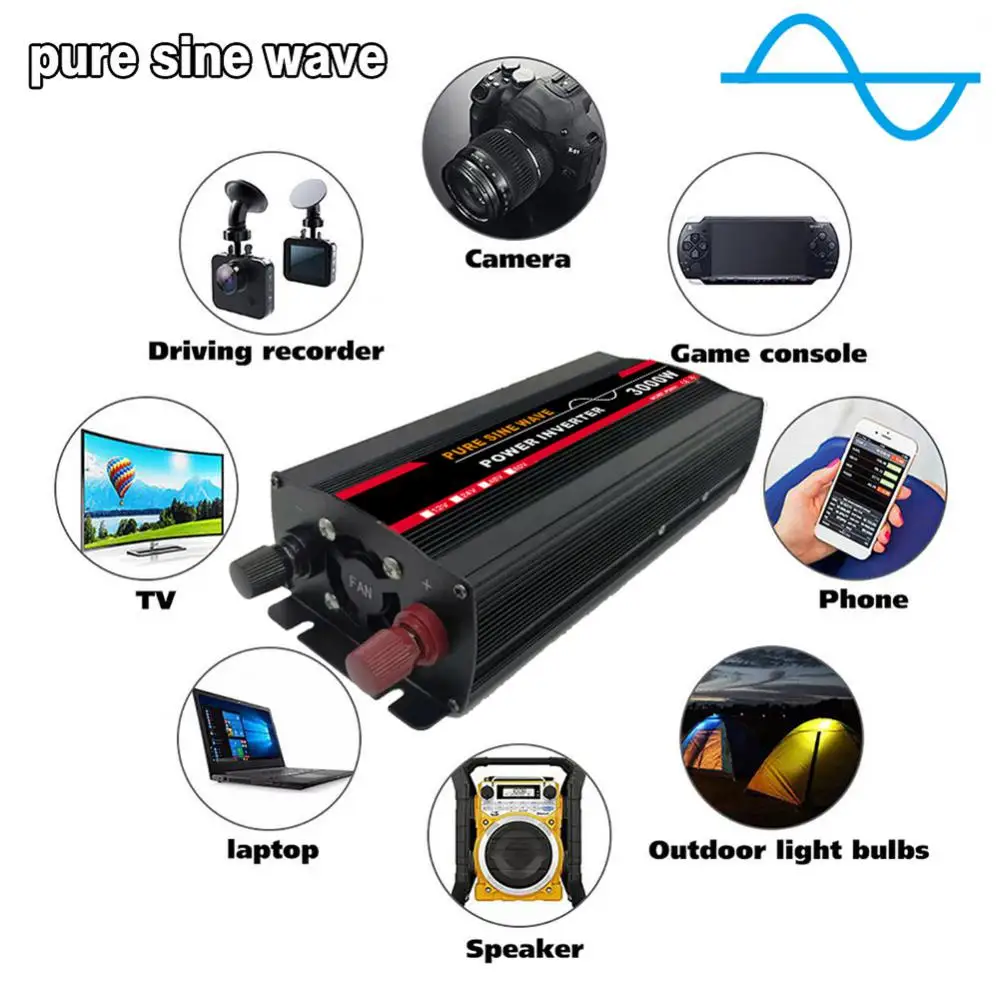 Pure Sine Wave Inverter 12000W Car Solar Inverter DC12V 24V 48V 60V To 220V Socket Transformer Power Converter Power Inverter