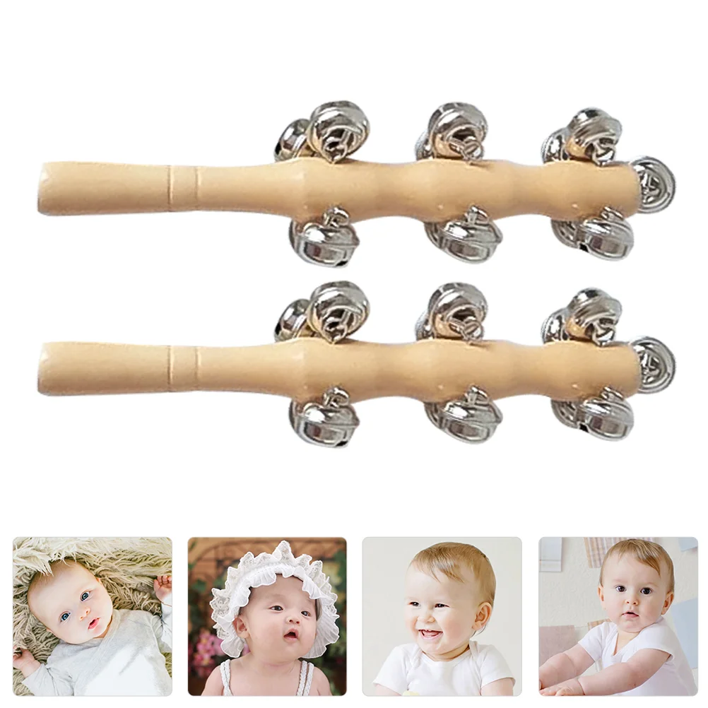 Wooden Hand Bell Musical Instruments Smooth Safe for Infants Develops Auditory Sense Rhythm for Infants