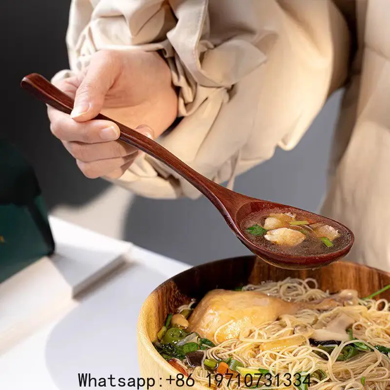 Wooden dry rice  mukbang wordy powder spoon bibimbap porridge  ramen Japanese wooden  to eat
