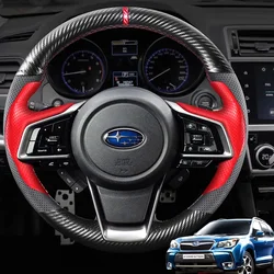Hand-Stitch Sports Style Carbon Fider Steering Wheel Cover for Subaru Forester Ascent Crosstrek Legacy Outback Impreza 2019-2024