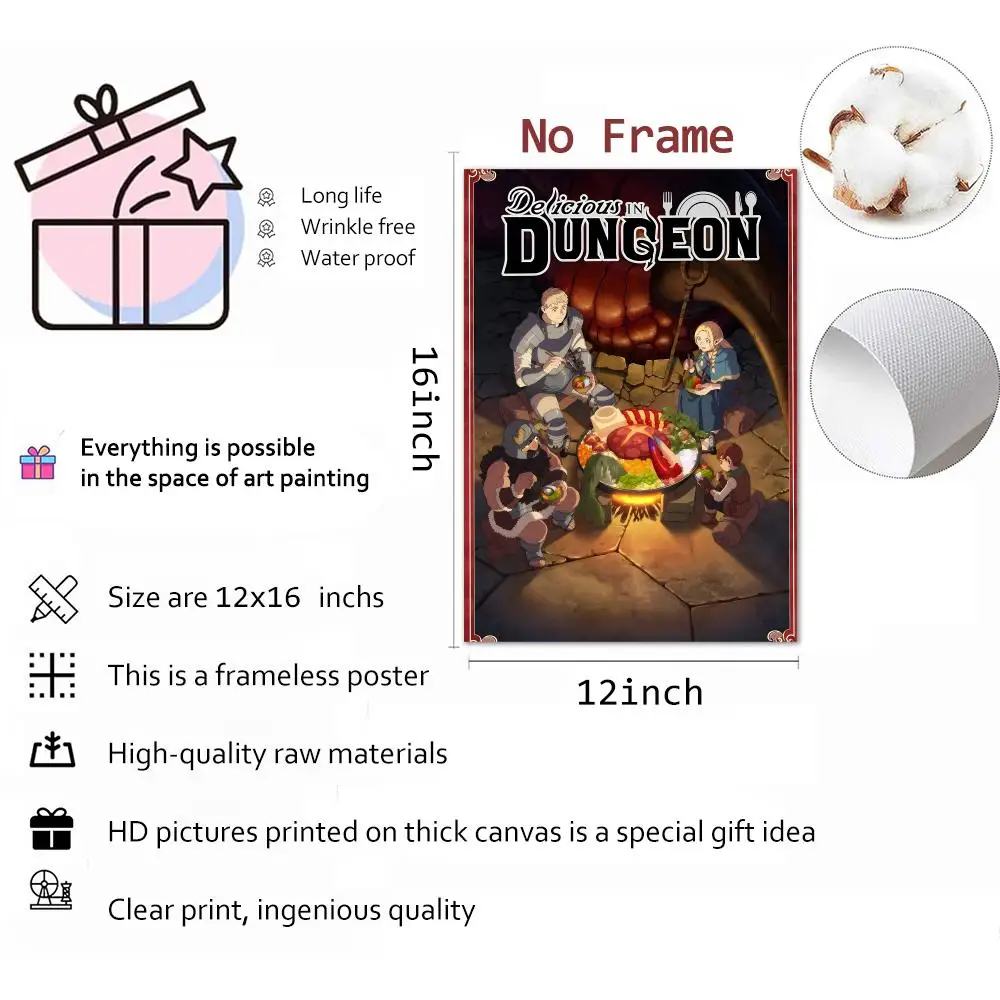 Anime Fantasy Delicious In Dungeon Painting Calligraphy Canvas Print Wall Mural for Living Room Decor Gifts