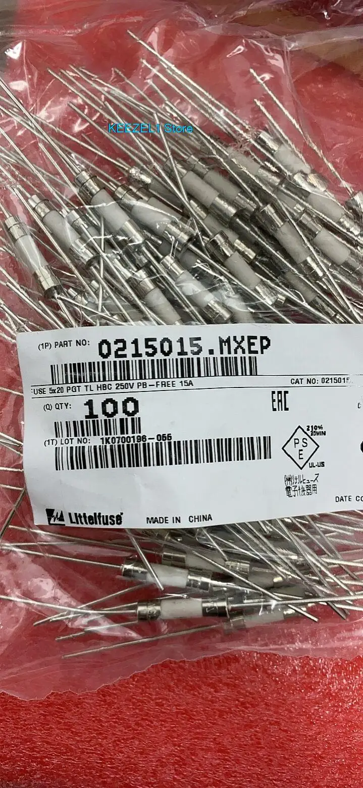 

0215015.MXEP imported slow breaking ceramic fuse 5x20 15A 250V T15AH250VP with pin 50PCS