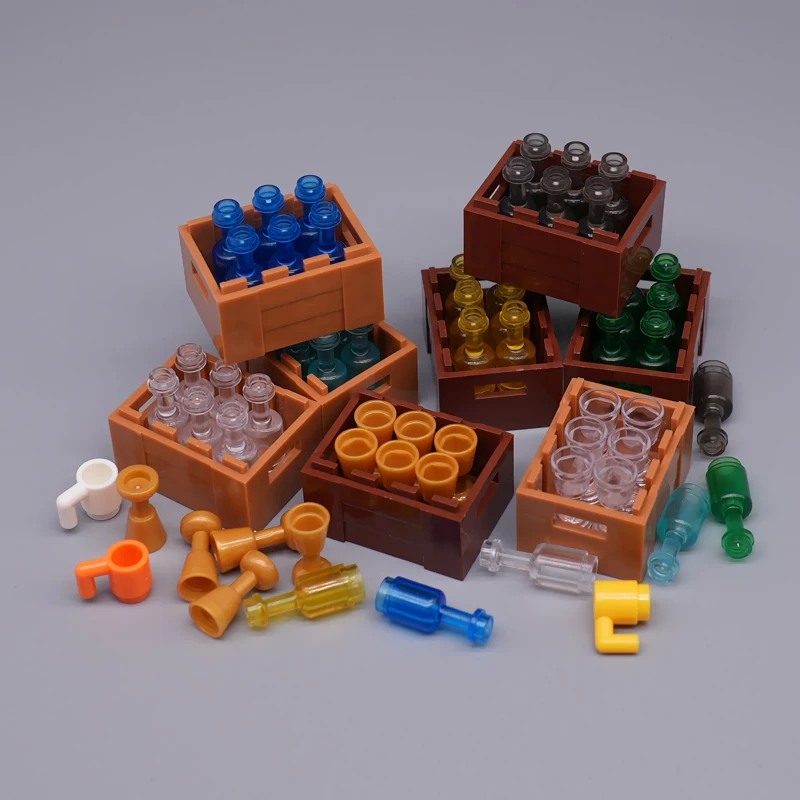 Friends Accessories Beer Bottle Box Case Wine Glass MOC Anime Figure Children Compatible City Parts Building Blocks Brick Toys