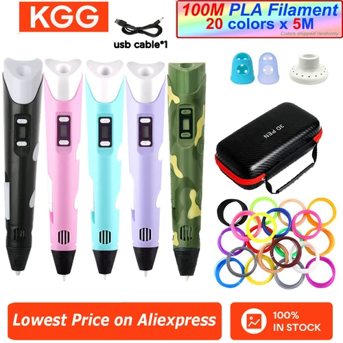 Bolígrafo 3D con pantalla LCD Compatible con juguetes de filamento PLA, bolígrafo de impresión de dibujo 3D para niños, regalo de cumpleaños y Navidad DIY