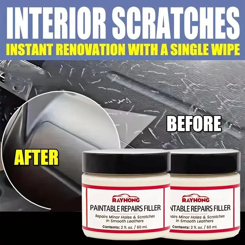 New Leather Restoring Paste 60ml Natural Leather Filler Repair Compound Leather Restoration Cream for Tears Crack Burns Holes