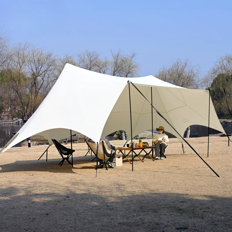 

Outdoor super large Tower A living room, twin peaks dome canopy tent, thickened campsite vinyl sunscreen canopy awning