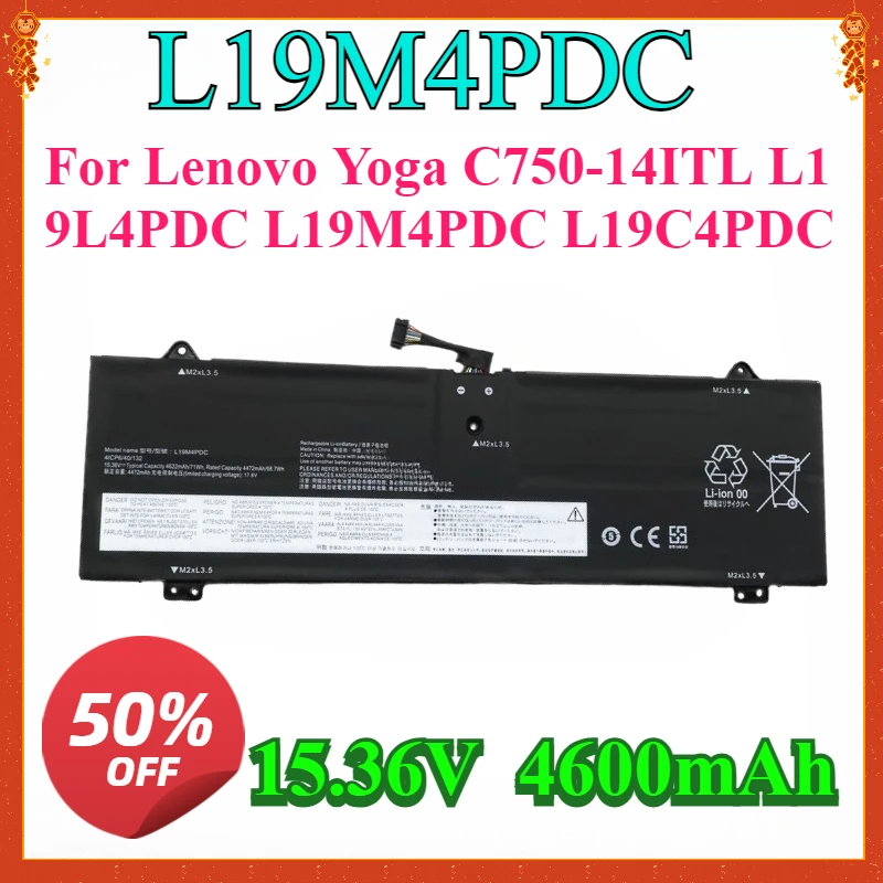 

New 15.36V 71WH New High-quality Laptop Battery for Lenovo Yoga C750-14ITL L19L4PDC L19M4PDC L19C4PDC