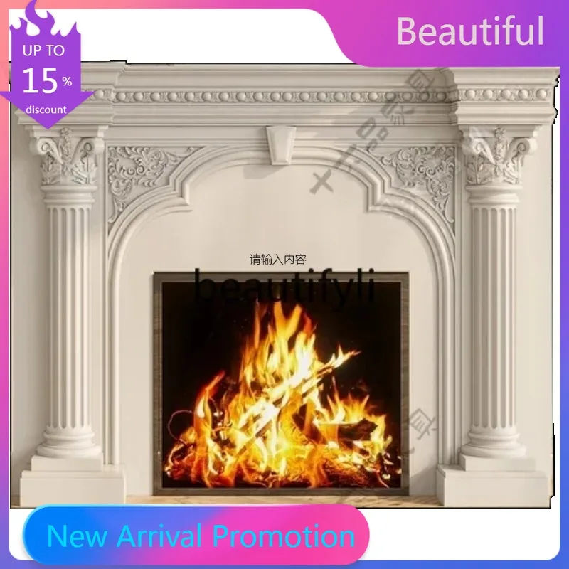 

KK80 European-style Roman Column Solid Wood Fireplace Cabinet French Carved Entrance Fireplace Shelf