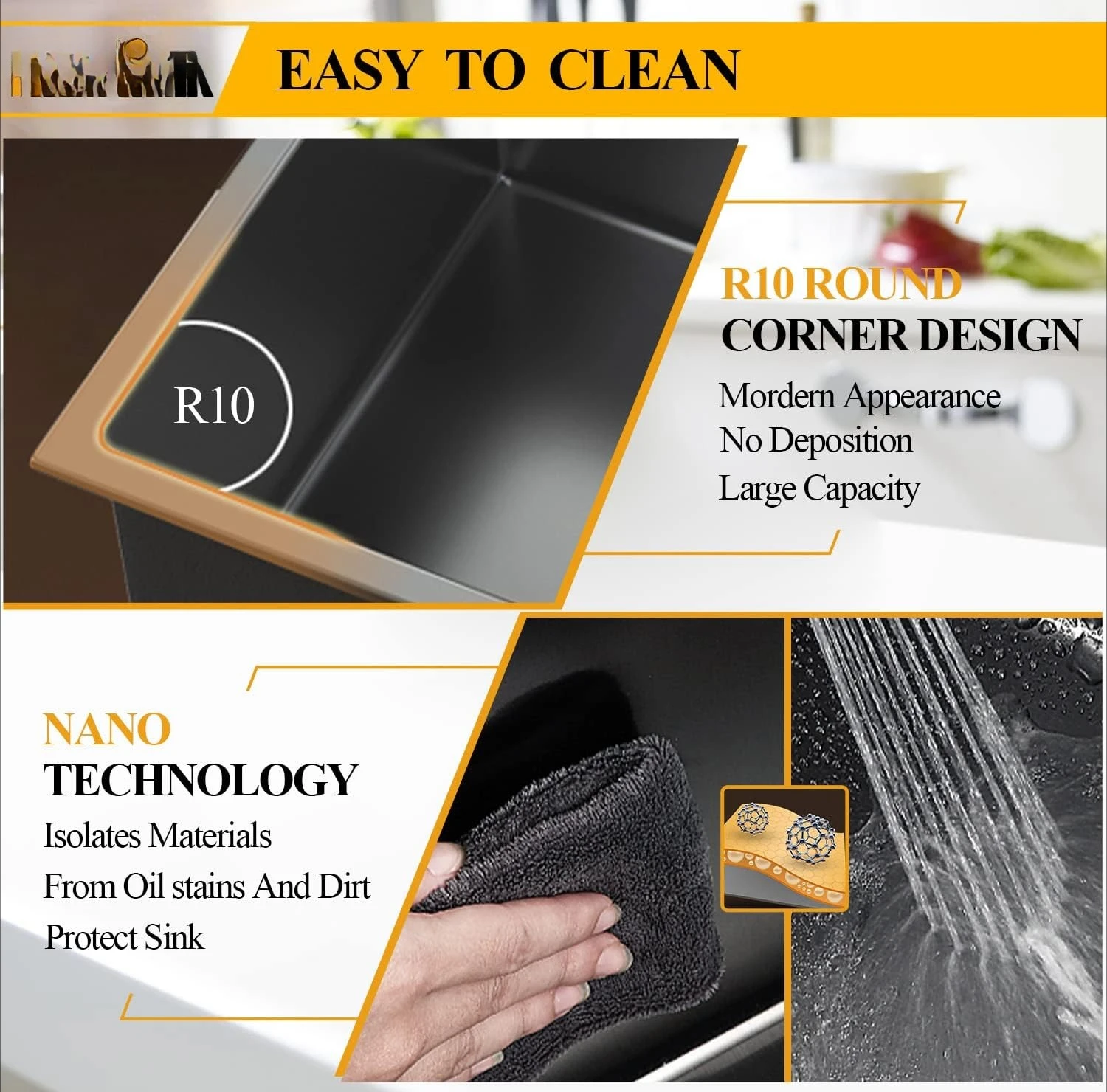 Fregadero de cocina negro, fregadero de barra de un solo cuenco con montaje superior de 30x22x8 pulgadas de acero inoxidable con accesorios, rejilla inoxidable, colador