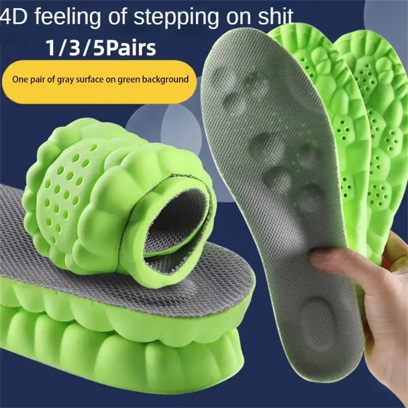 1/3/5Pairs Latex Sport Insoles Soft High Elasticity Shoe Pads Orthotic Breathable Deodorant Shock Absorption Cushion Arch Suppor