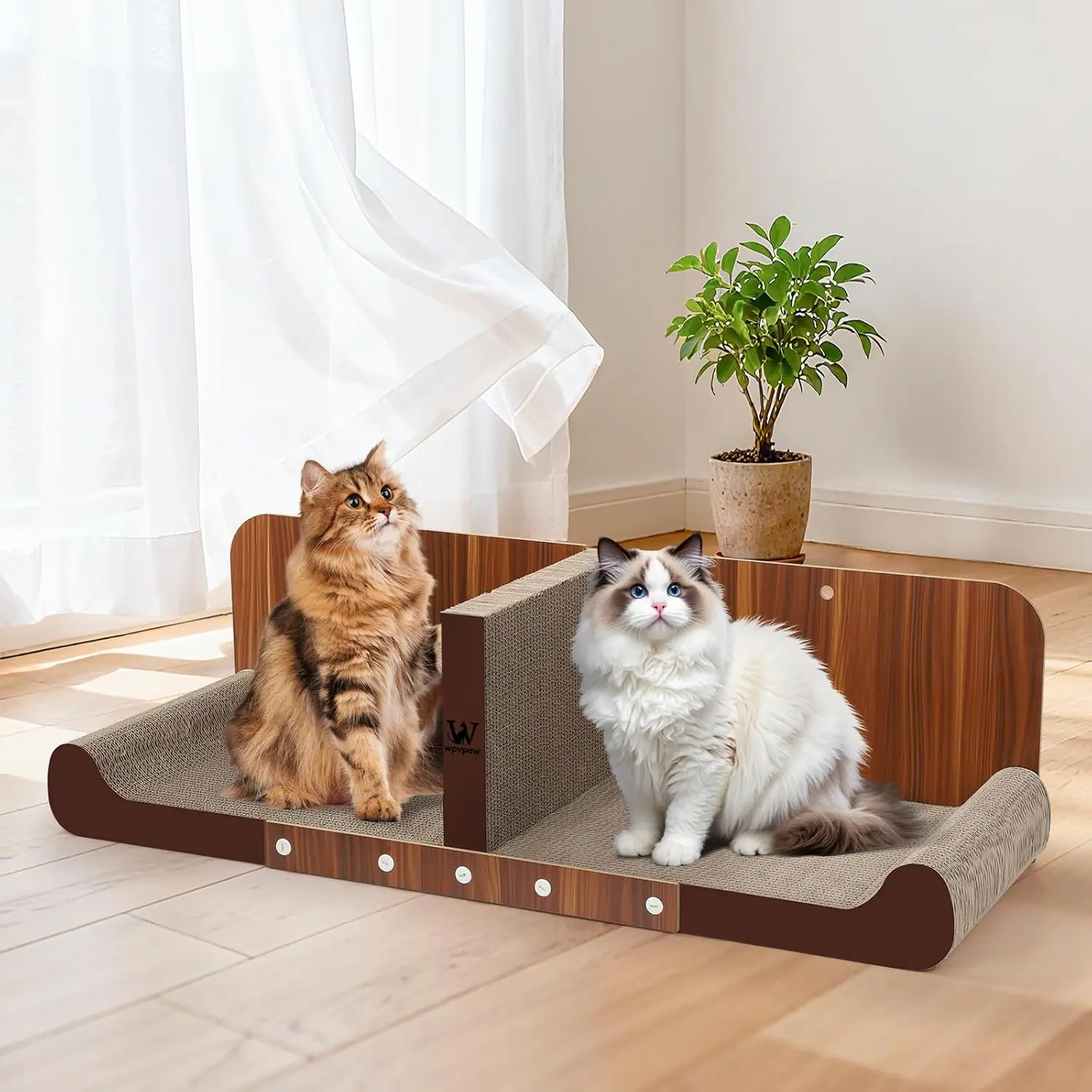

34 Inch Cat Scratcher Bed, Upgraded Cardboard Scratching Pad, Extra Large Cat Scratchers for Indoor Cats, Convertible Ve
