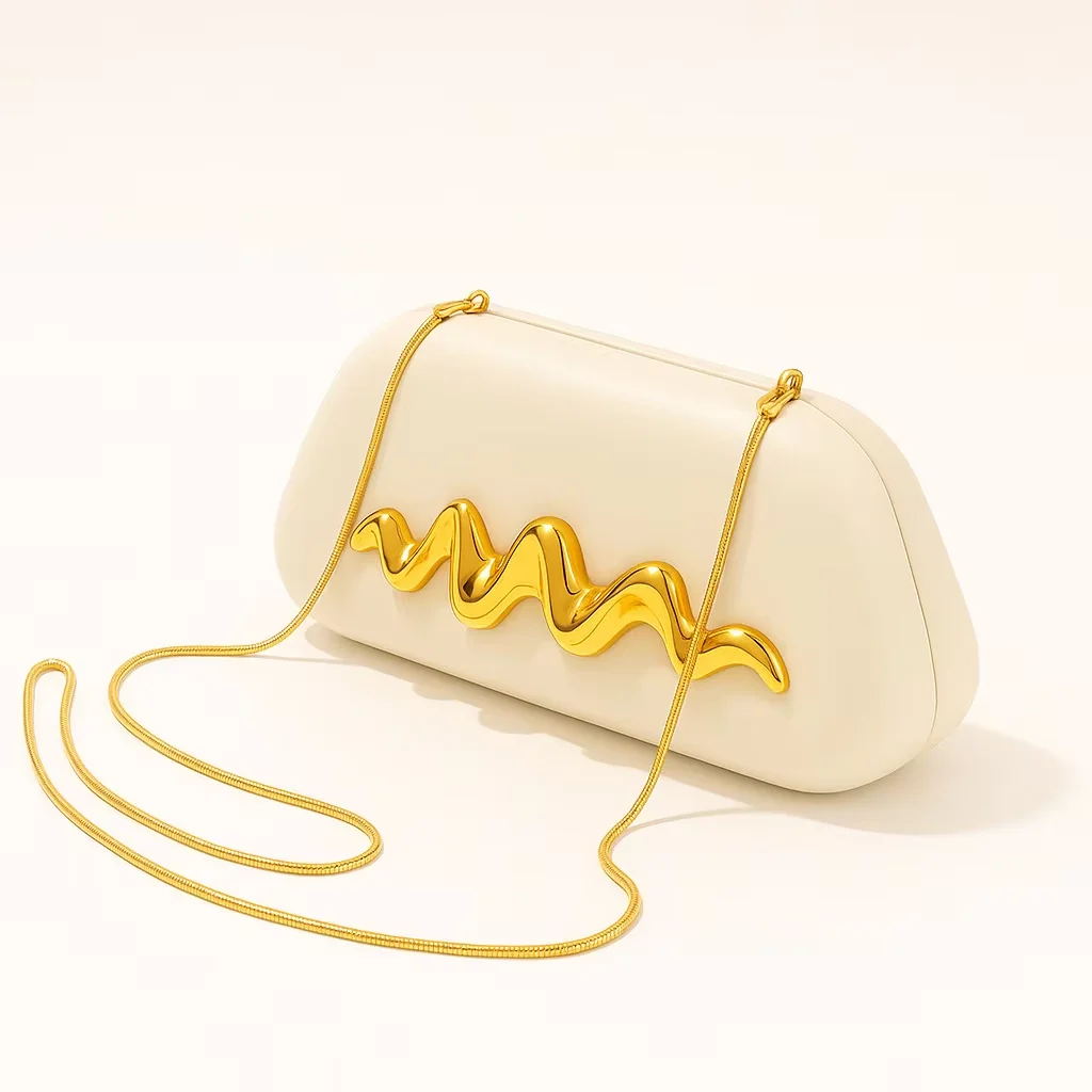 

Top Product Women's Single Shoulder Crossbody Wrist Bag Unique Shape Evening Bag PU Leather Cotton Chain Strap Dinner Bag