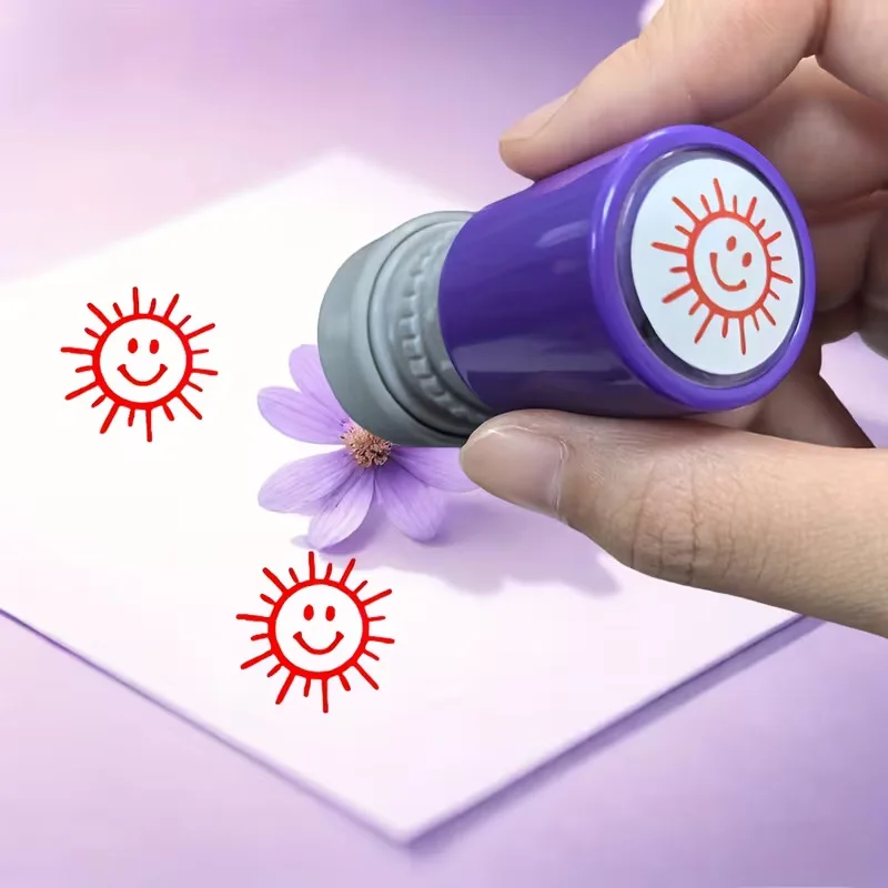 Cartoon Sun Smile Self printed Reward Seal, Cute and Inspirational Teacher Seal, Classroom Homework Marking Seal