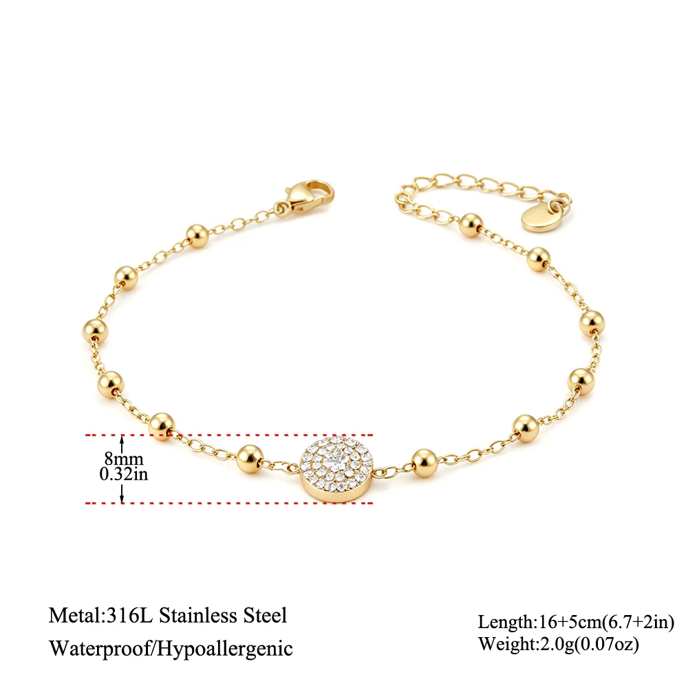 JeeMango Runde CZ-Anhänger-Halskette, Armband für Damen, weißer Zirkonia, Edelstahl, schlichter Luxus-Hochzeitsschmuck B26031 – Detail 1