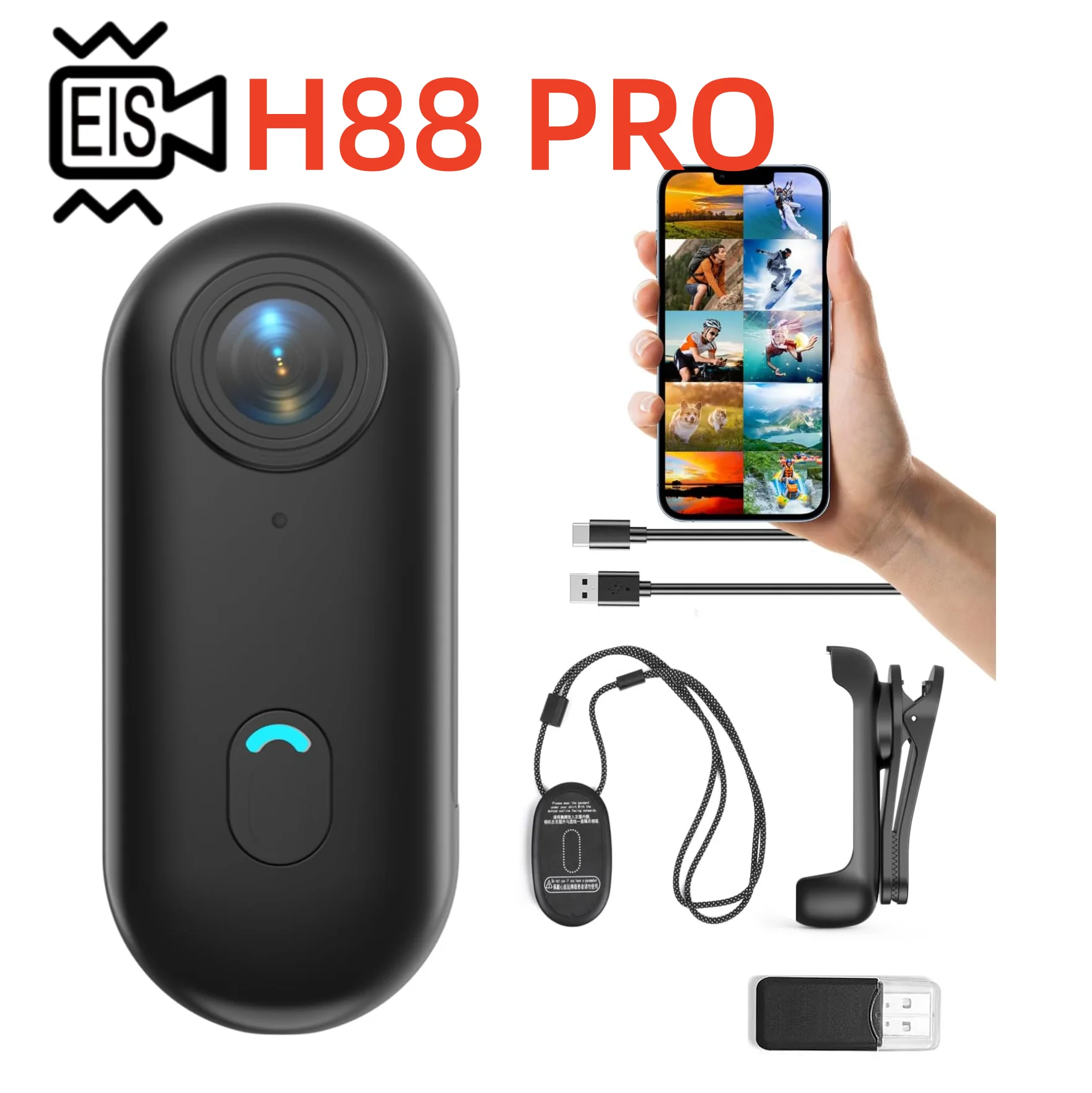 

H88 PRO 4K EIS Camera Stabilization Mini Camera WIFI Action Camera POV Portable Video Recorder with IPX7 Waterproof Vlogging