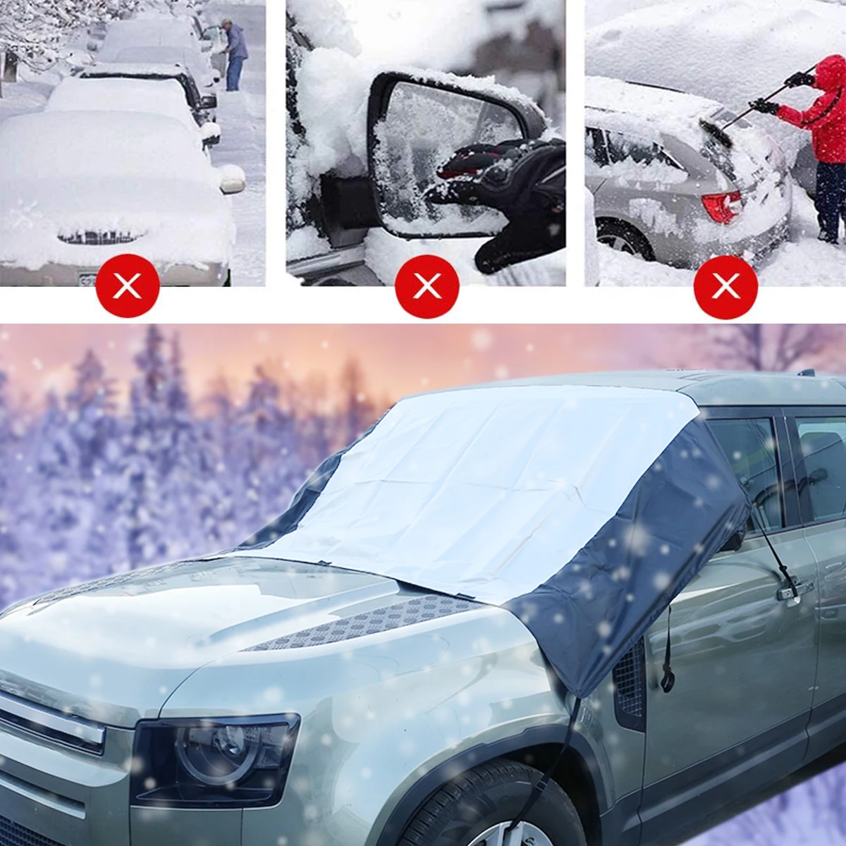 

For Land Rover Defender 04-23 Car Snow Cover Windshield Cover Snow Protector Ice Blocked Front Window Protector Auto Accessories