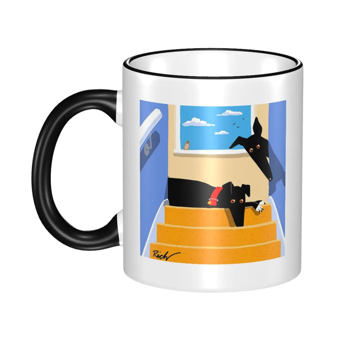 The Hounds At The Top Of The Stairs Mug Funny Ceramic Coffee Cups Tea Mugs Milk Cup Drinkware Gift for Friends