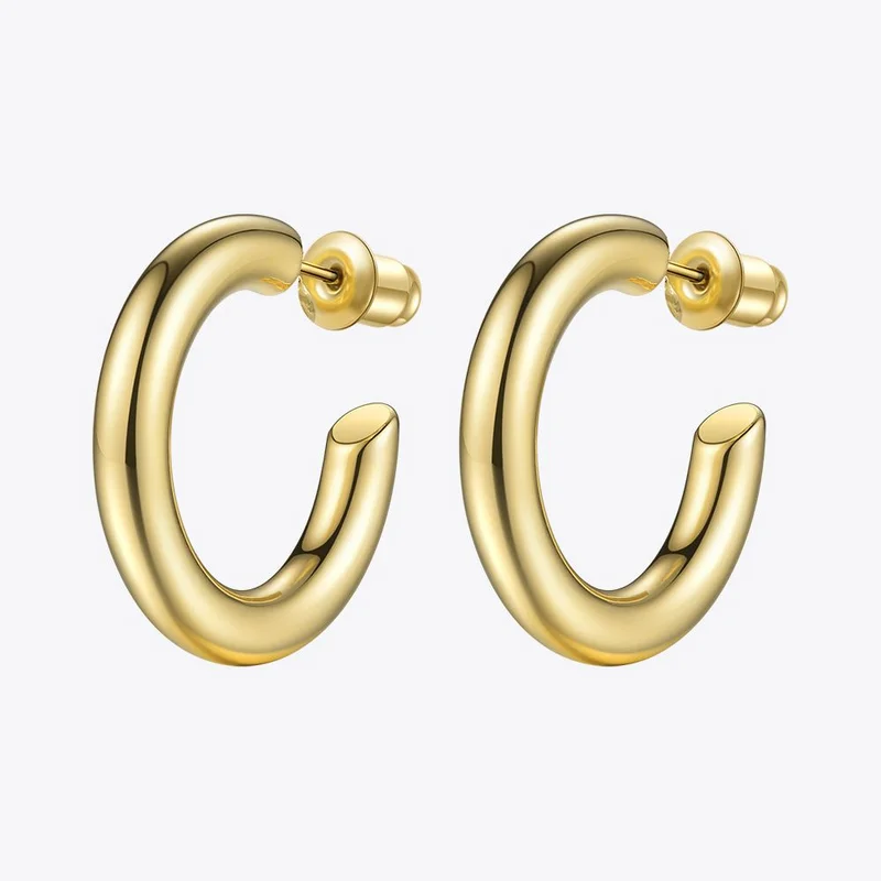 Enfashion Small Hoop Earrings Solid Gold color Eternity Earings Stainless Steel Circle Earrings For Women Jewelry EC171023