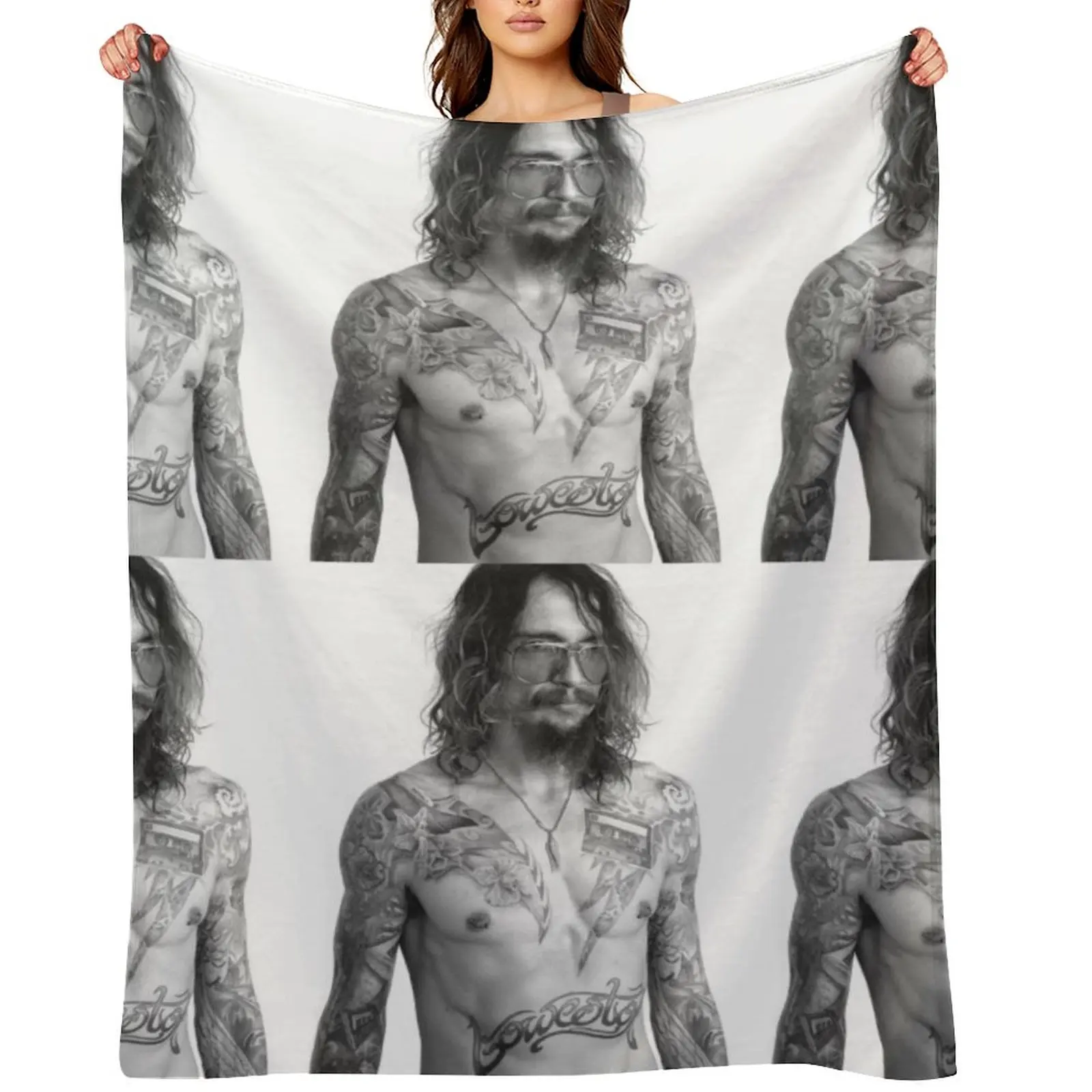 

Justin Hawkins shirtless Throw Blanket warm winter christmas gifts Thermal Hairy Blankets