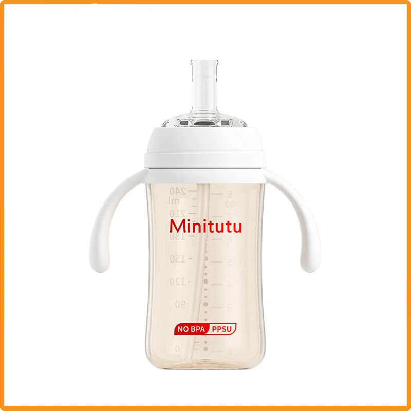 NEW【 Minitutu 】 PPSU milk bottle for babies over 9 months old and one year old, straw cup, learning cup, direct drinking