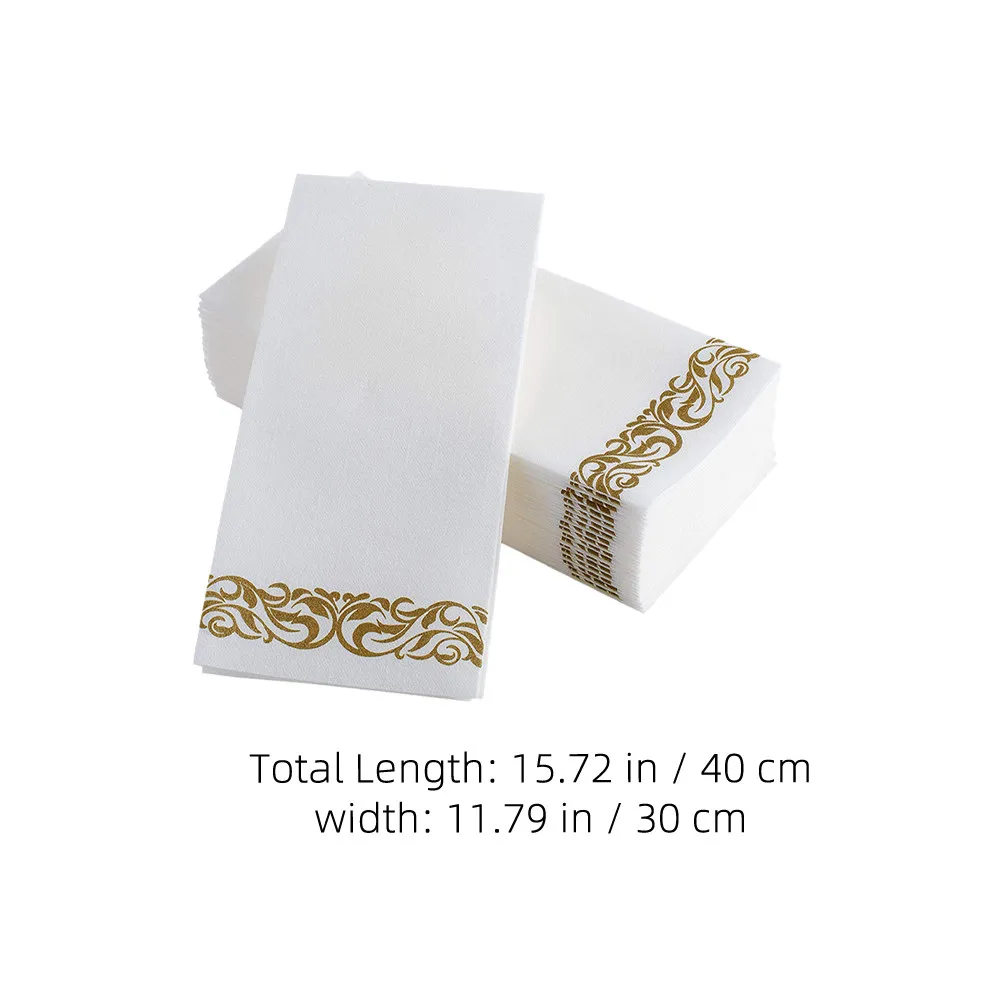75Pcs European Inspired Printed Disposable Paper Napkins 40x30cm 6-Fold for Formal Dinners Weddings Bbq Use Thick Paper Napkins