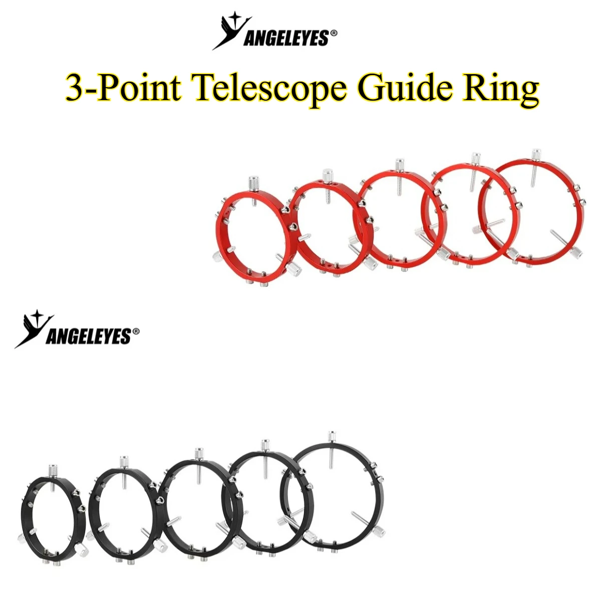 1PC 3-Point Telescope Guide Ring 90–130mm Adjustable Camera Fixing Bracket Red & Black Guide Scope Holder Astro Accessories