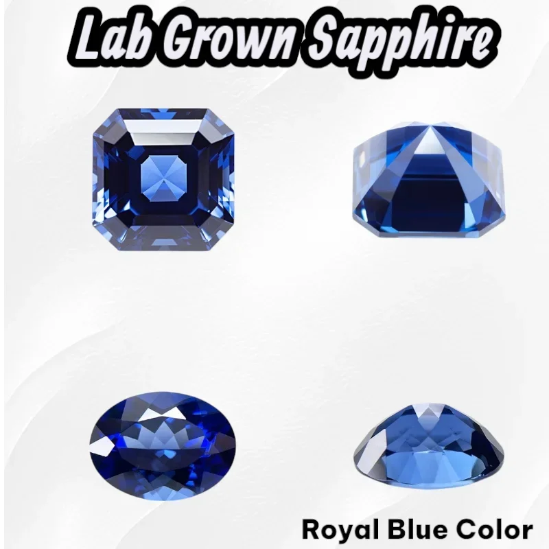 

Lab Grown Sapphire Royal Blue Color Multiple Cuts Available Gems For Jewelry Setting&Custom Design Certificate Selectable