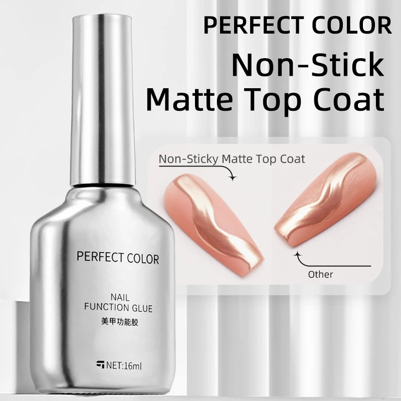 PERFFECT COLOR Non-Stick Matte Gel Top Coat, 16ml Powder-Resist Matte Finish for Detail Chrome Powder Painting