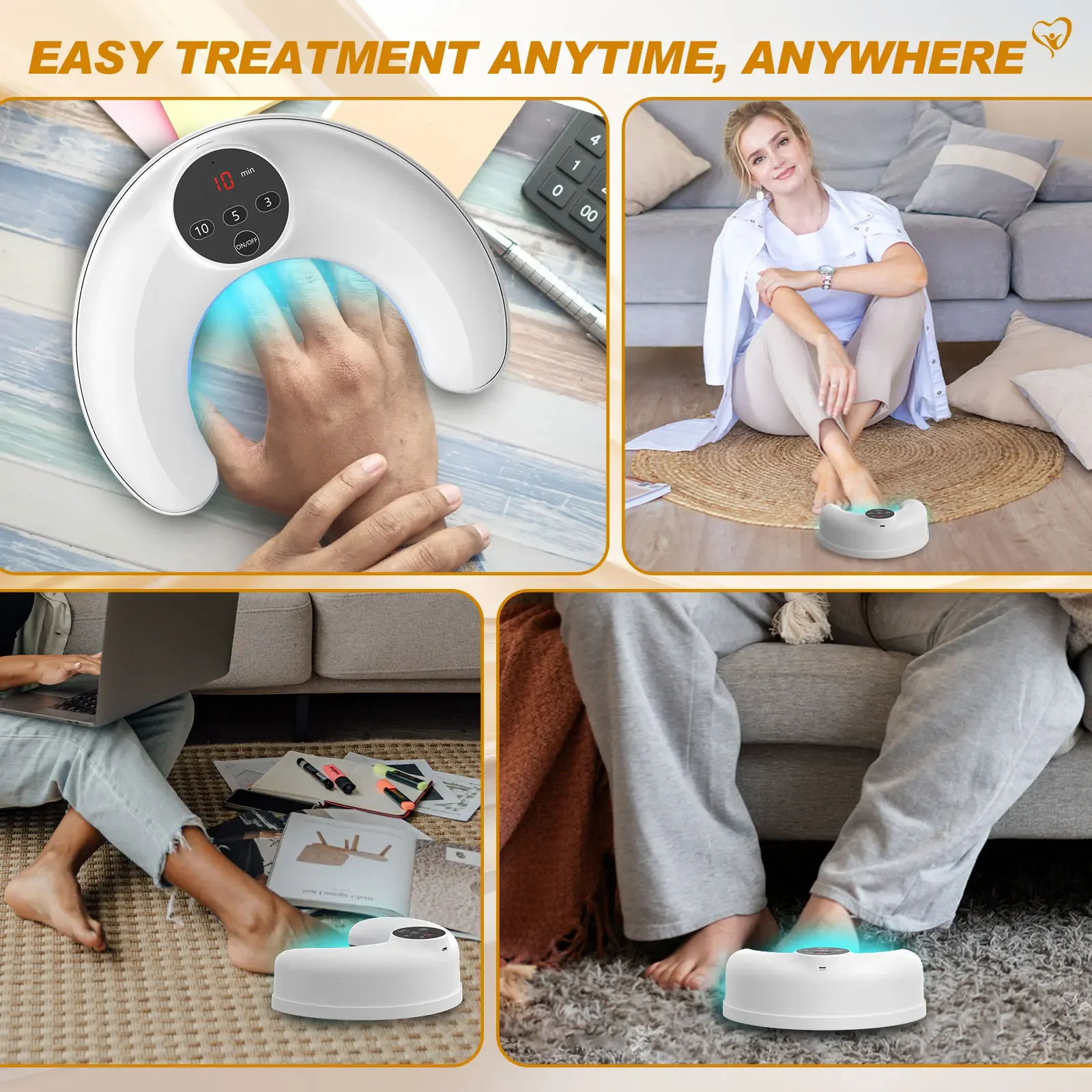 2026 Wireless Nail Fungus Treatment Device Portable 470nm Blue Light Laser for Toenail Infection Care At Home 10 Minute Therapy