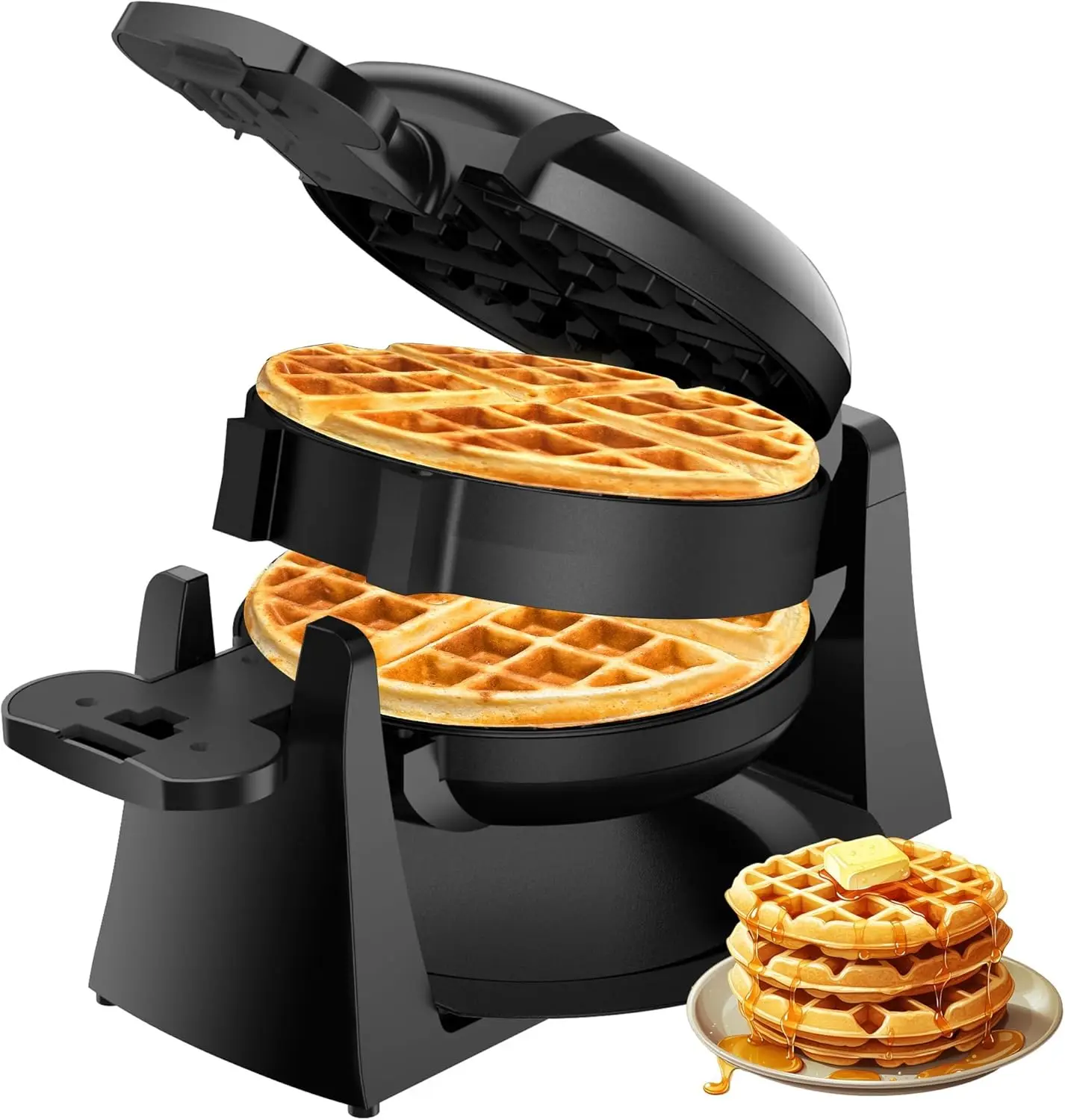 

Double Belgian Waffle Maker, 1400W Power, 8 Slices, Rotating Plates, Nonstick & Easy Clean
