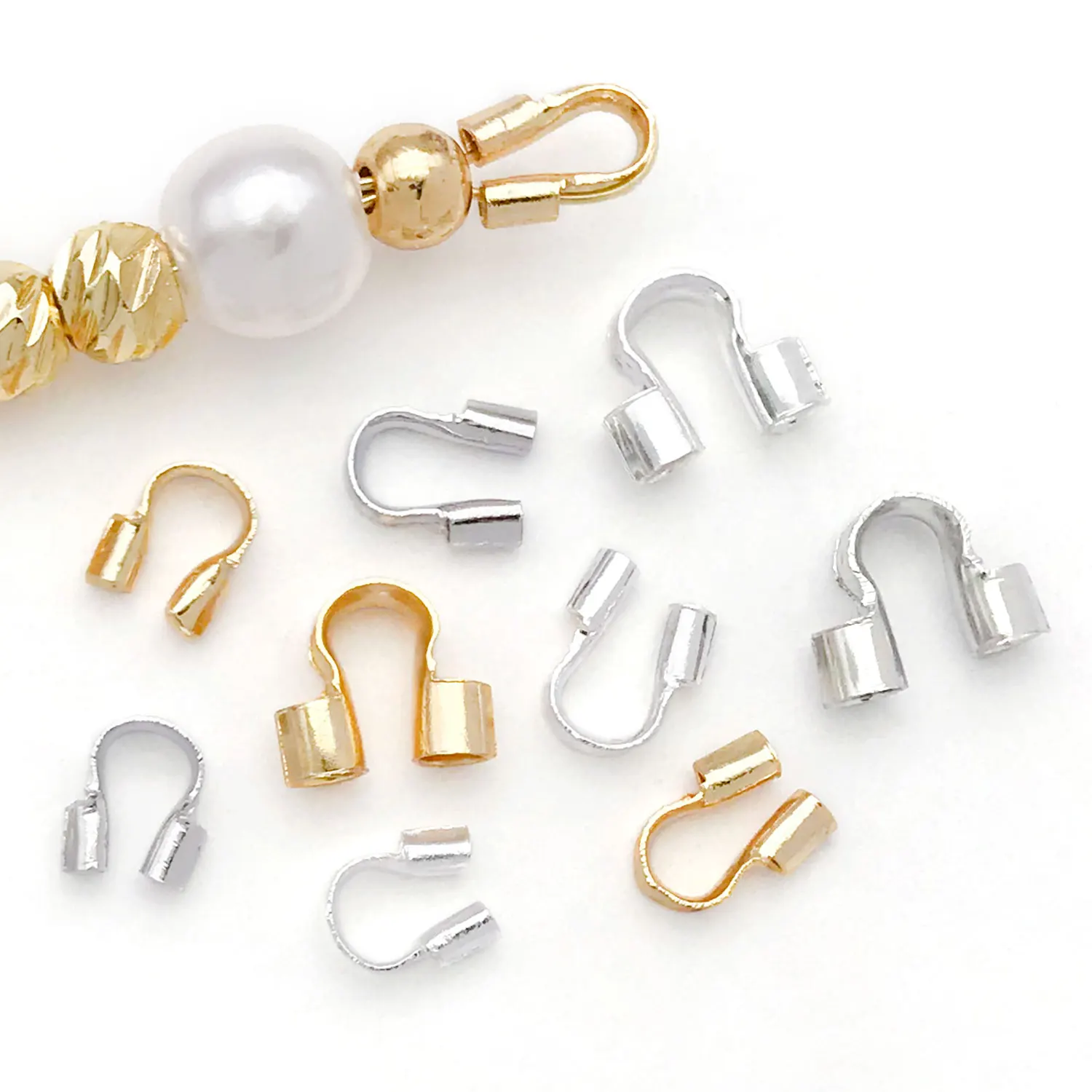 20pcs 18K Real Gold Plated Brass U Shape Clasps Protection Wire Closure End Clasps For DIY Necklace Jewelry Making Accessories