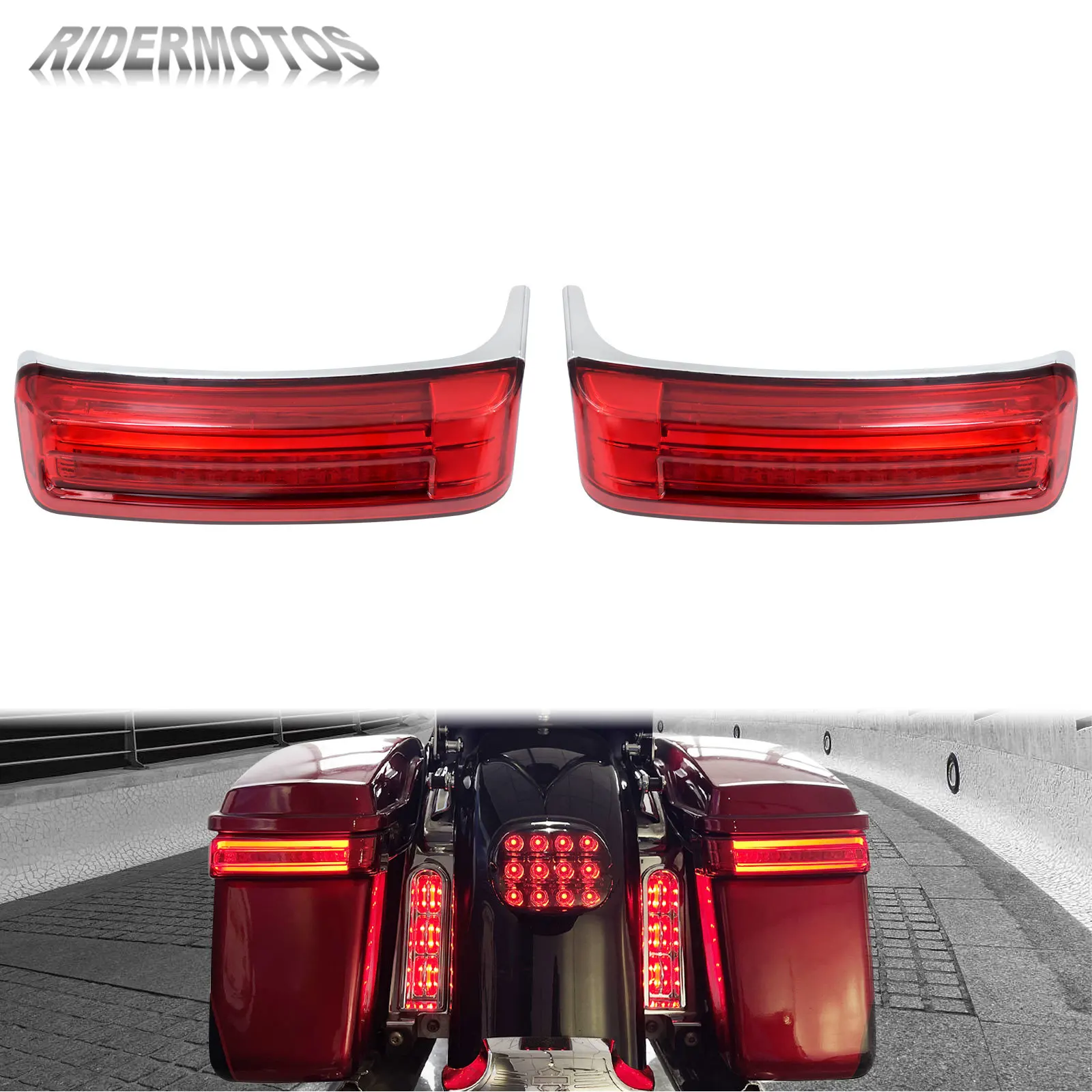 

Motorcycle LED Brake Turn Signal Lights Side Tail Light Running Lamps For Harley Touring Electra Street Glide Road King 2014-UP