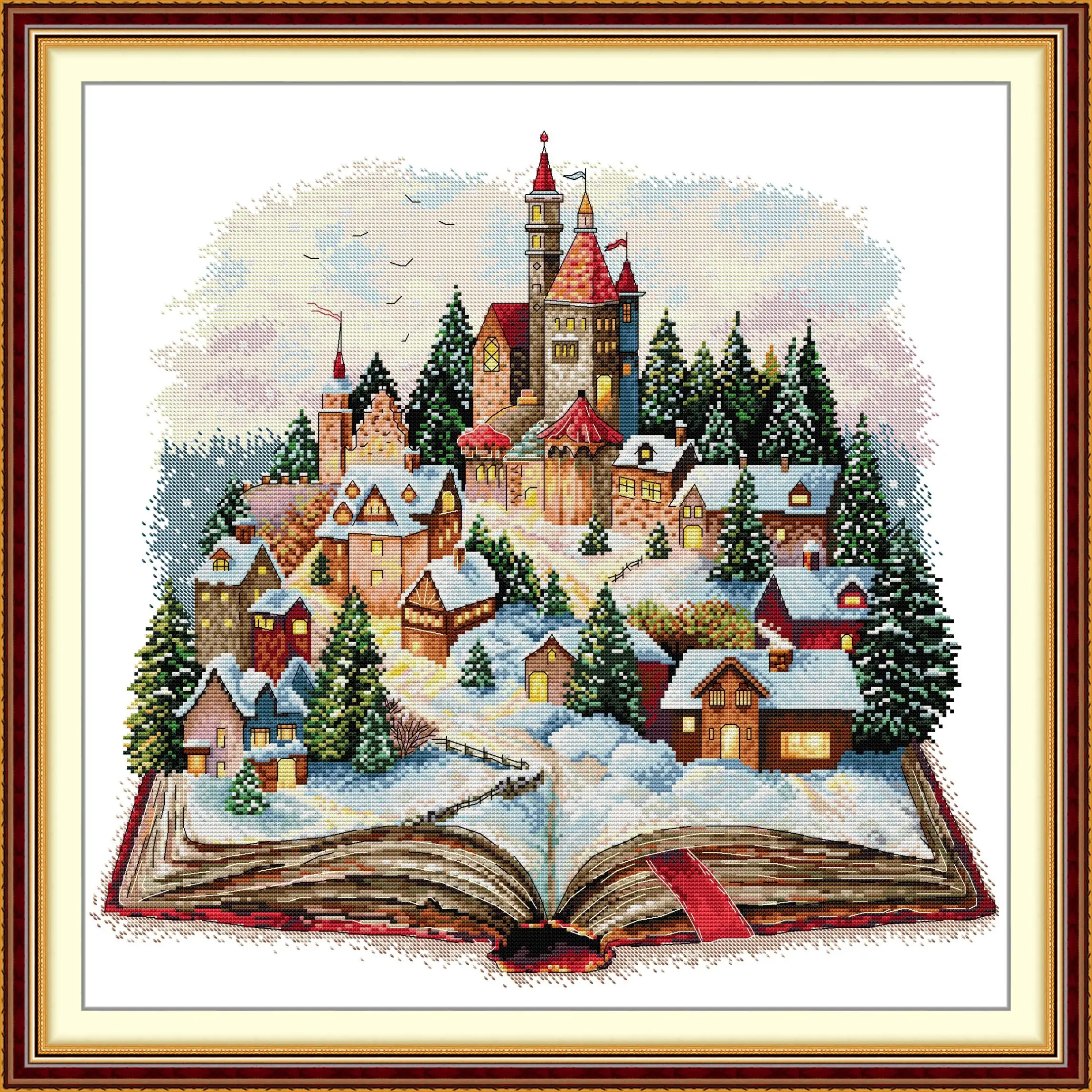 

Joy Sunday Cross Stitch Kits Magic Castle Pattern Counted Printed Fabric Aida 14/11CT DIY Embroidery Set Art Crafts