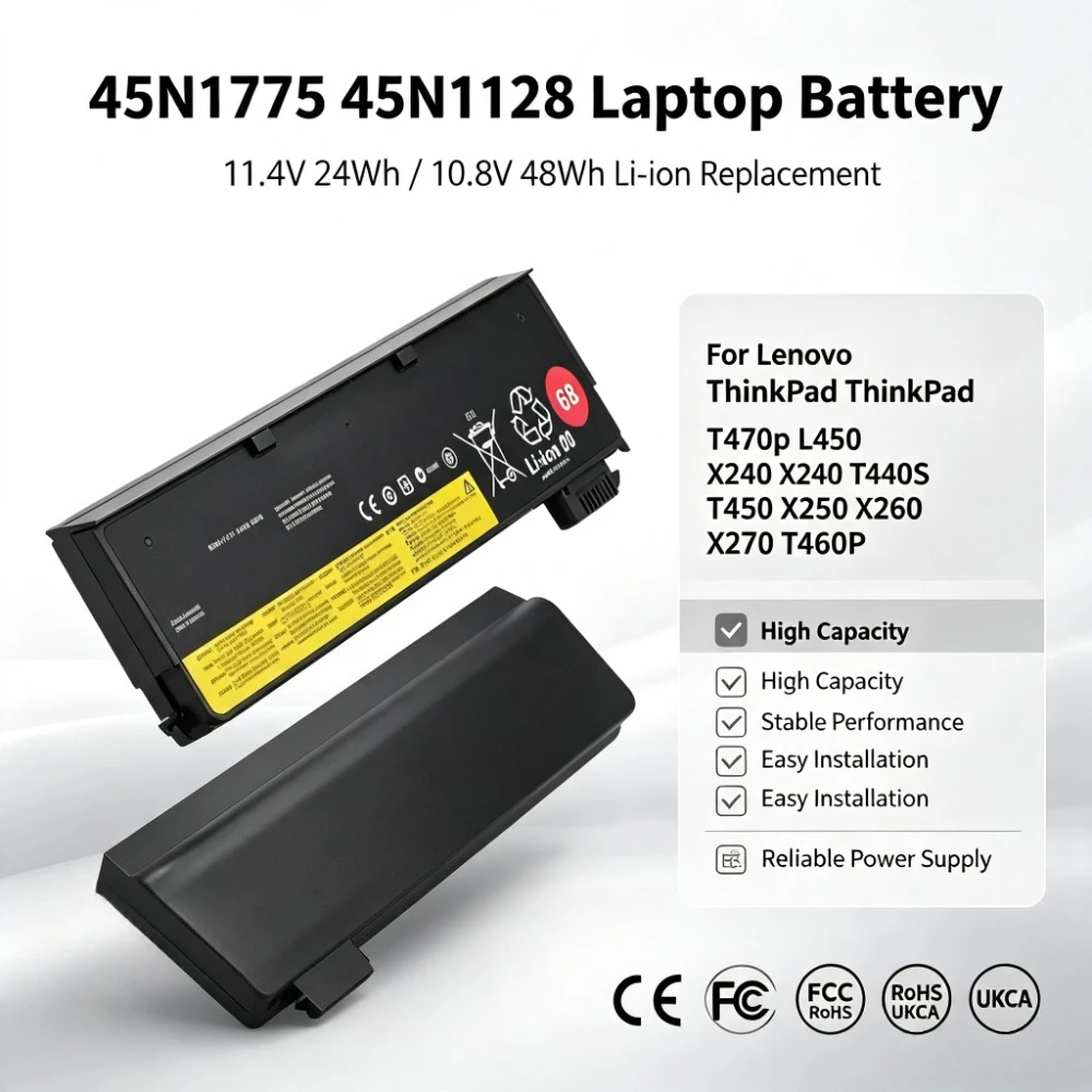 45N1775 45N1128 11.4V 24Wh/10.8V 48Wh Li-ion Laptop Battery for Lenovo ThinkPad T470p L450 X240 T440S T450 X250 X260 X270 T460P