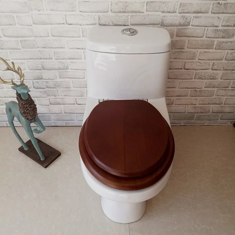 Rubber Wood Cover To Replace Old-fashioned Toilet, Long V-shaped Special Stainless Steel Slow-down Quick-release Hinge