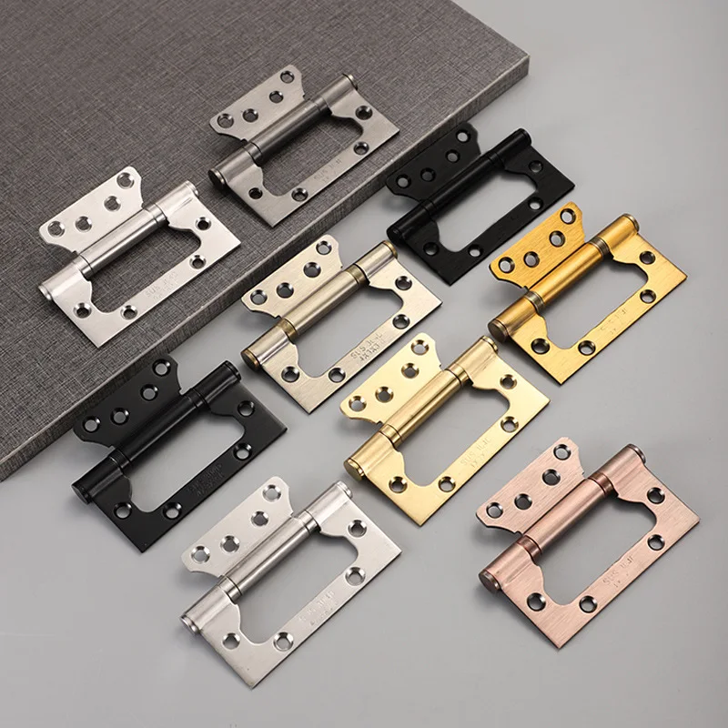 

Stainless Steel Door Hinges Invisible Mute Thickened Bearings Hardware Hinge Accessories for Wooden Doors Window 4 Inch