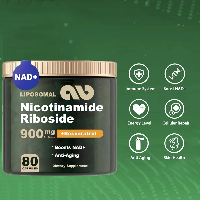 NAD+Supplement - Liposomal Nicotinamide Nucleoside 900mg Resveratrol Quercetin - Used for Anti Aging, Energy, Focus -80 capsules