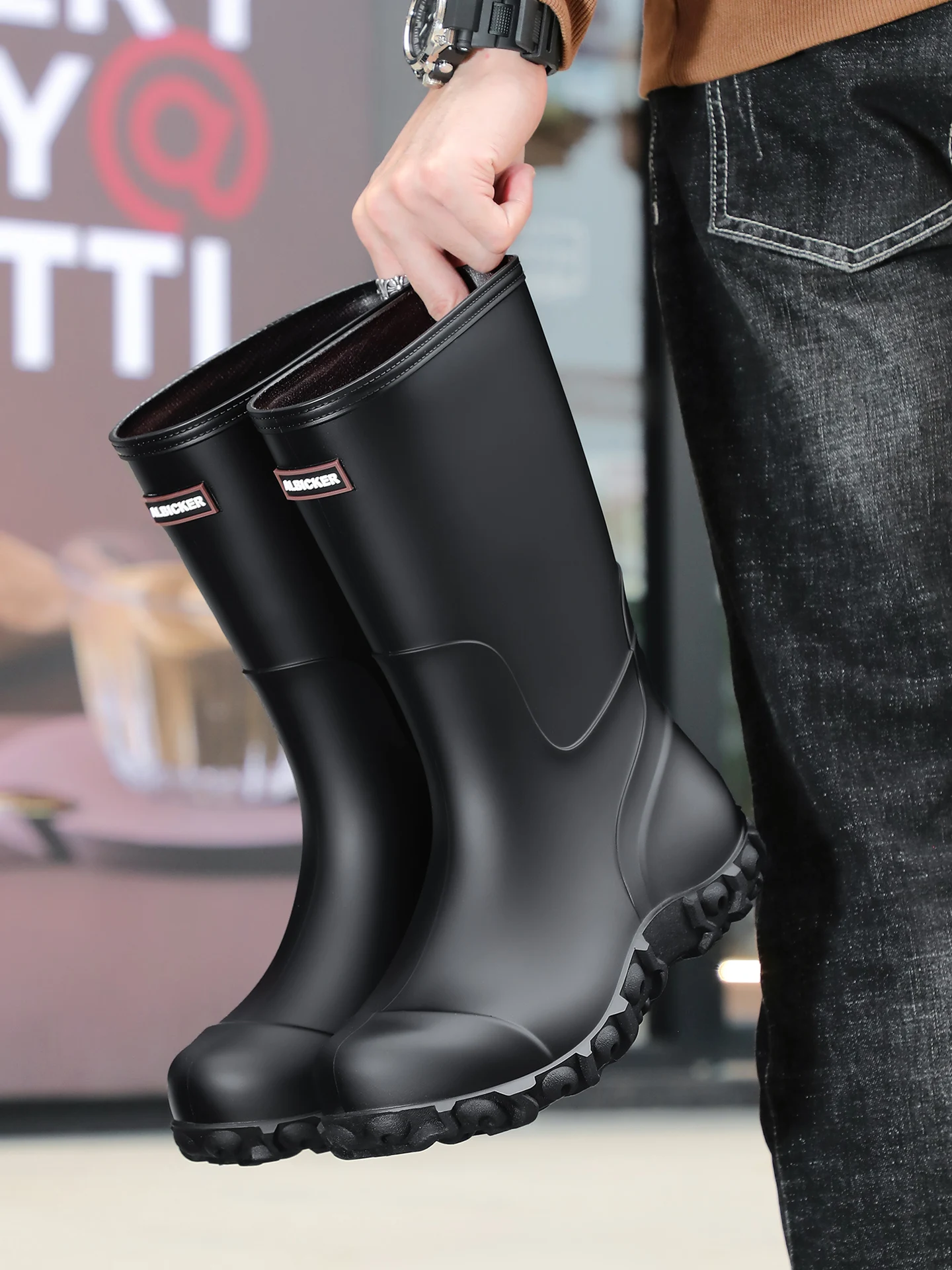 High-Tube Water Shoes Men's Waterproof Non-Slip Comfortable Soft Bottom Work Boots for Car Wash Fishing Rainforest Hiking Kit...