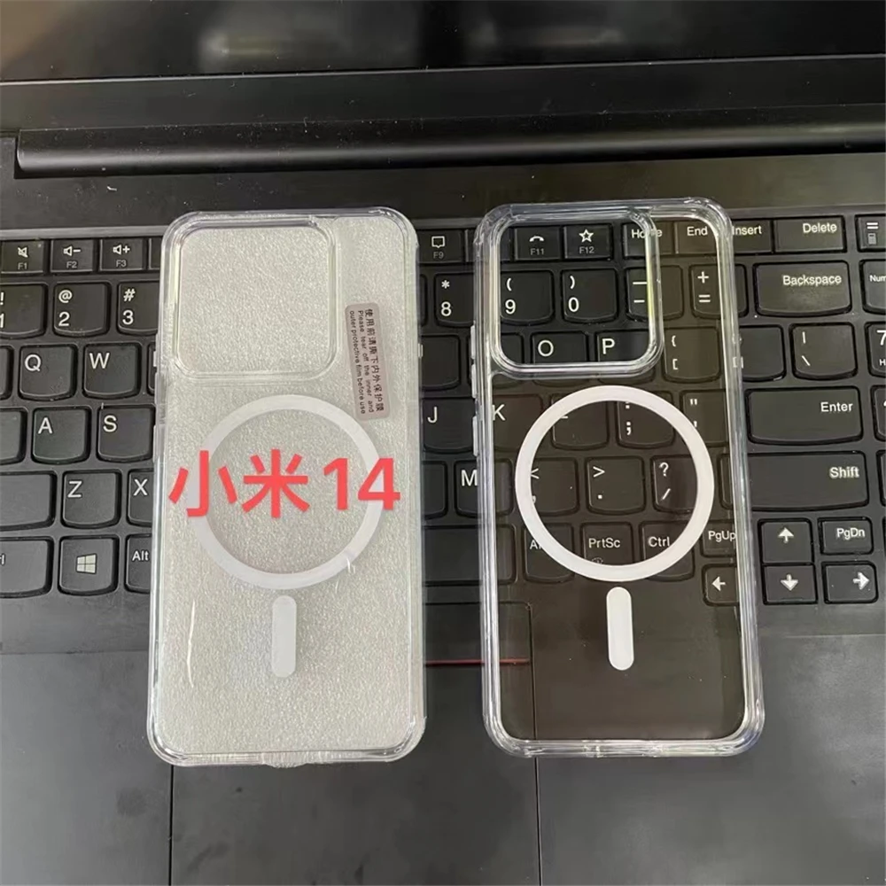 حافظة هاتف شفافة مضادة للصدمات لهاتف شاومي Mi 14 Pro ، حافظة مغناطيسية لجهاز Magsafe Macsafe ، حافظة لجهاز الكمبيوتر شفاف ، 5G
