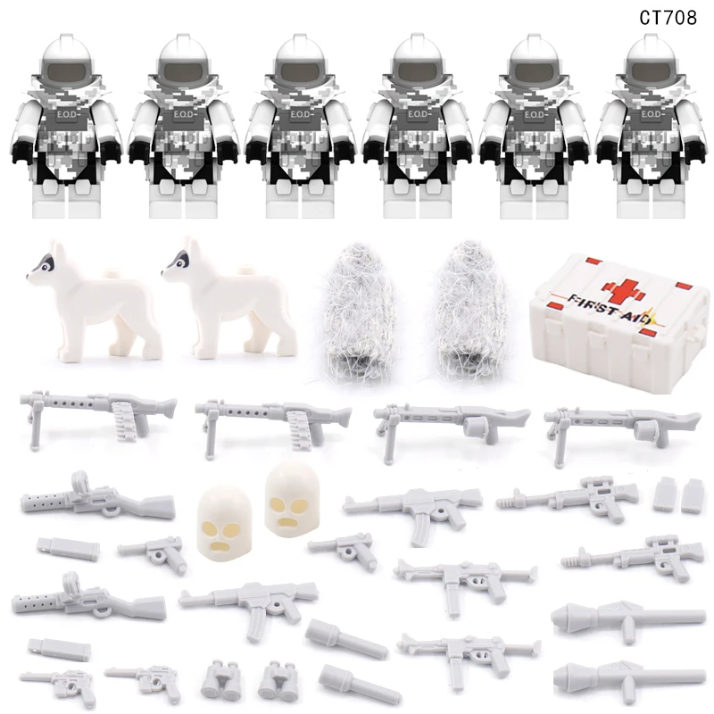 Juego de armas, Kit de juguetes militares de EE. UU., figuras de soldado, paquete de modelo, equipo del ejército, piezas de engranaje, accesorios mínimos, juguetes de bloques de construcción de ladrillos