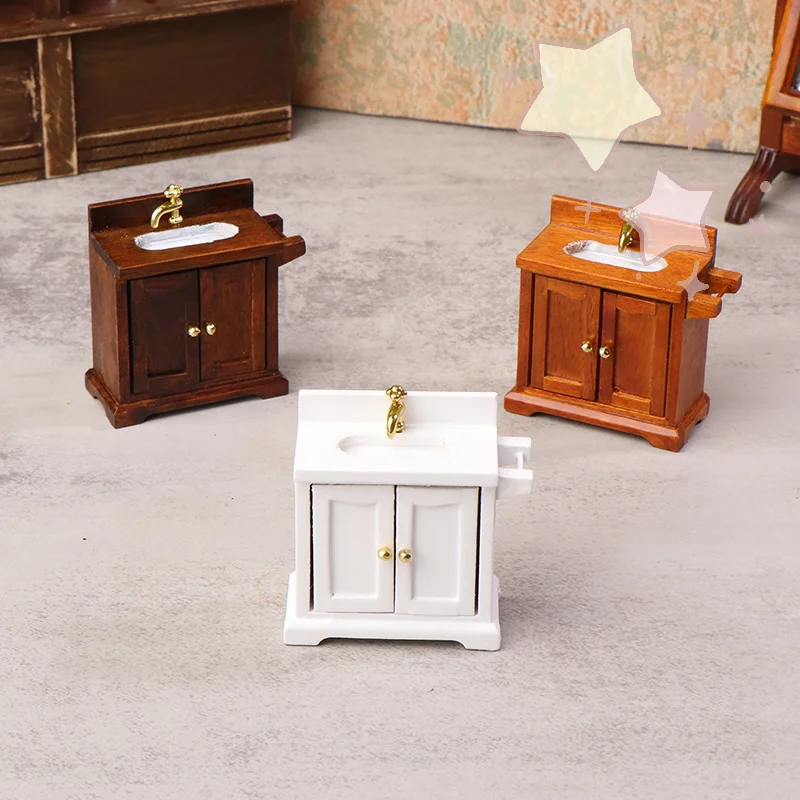 

1/12 кукольный домик, имитация умывальника со шкафом, раковина для ванной комнаты, мебель для микросцени, строительный реквизит