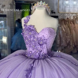 IRIDESCENT Purple Ball Gown Quinceanera Dresses Meninas De 15 Anos Porno Formal 3D Flowers Sequined Beading One Shoulder Girl