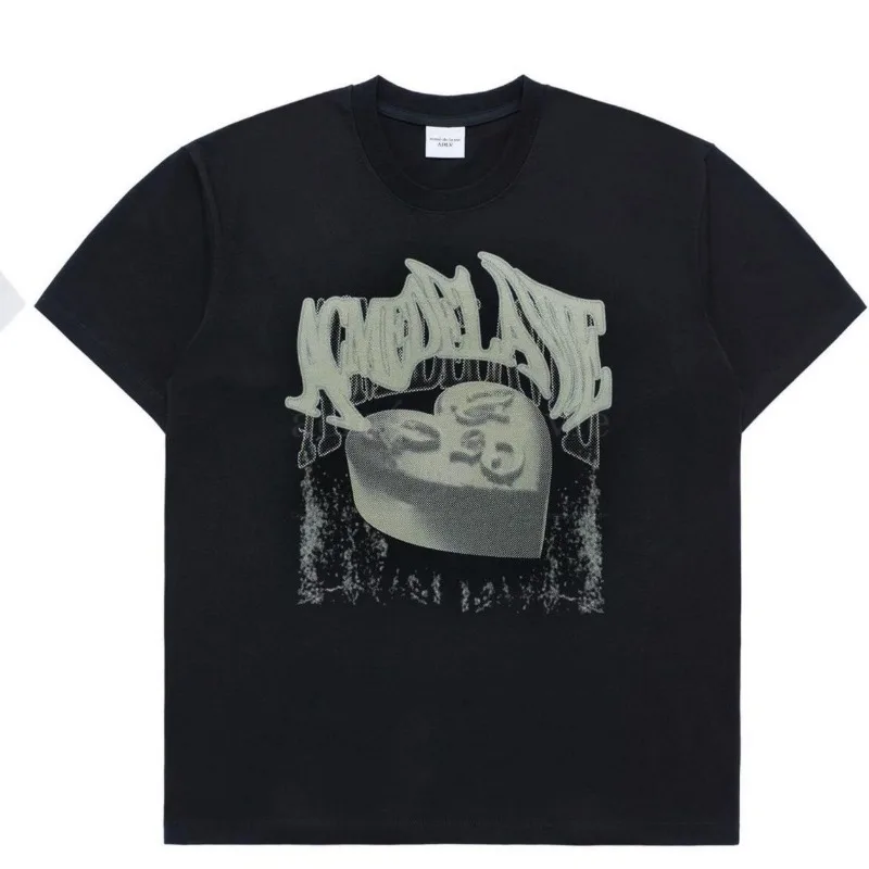 Korean Tide Brand Pingti Love Fudge Short-sleeved T-shirt Loose Casual Tee Letter Printing Crew Neck Men and Women