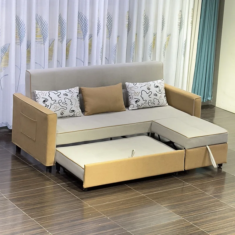 

Modern Nordic multi-function folding sofa bed small household three-person science and technology cloth living room sofa bed