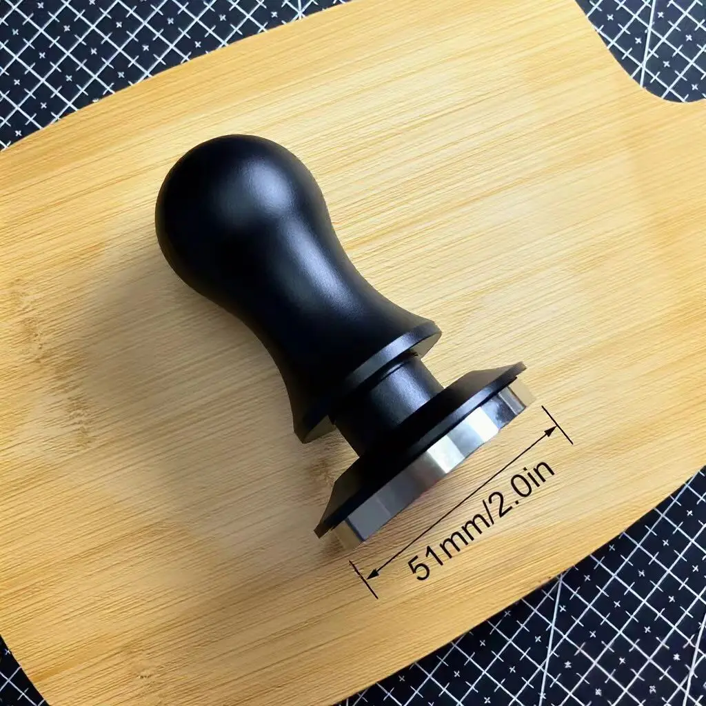 Coffee Tamper Constant Pressure Elastic Espresso Coffee Powder Hammer Stainless Steel Threaded Bottom with Graduation Adjusta