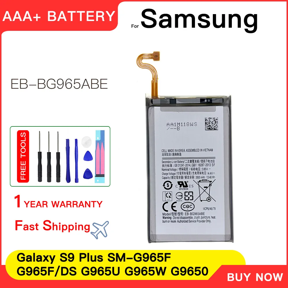 Genuine Replacement Battery For Samsung GALAXY S9 Plus S9Plus G9650 S9+ G965F EB-BG965ABE 3500mAh +Tools